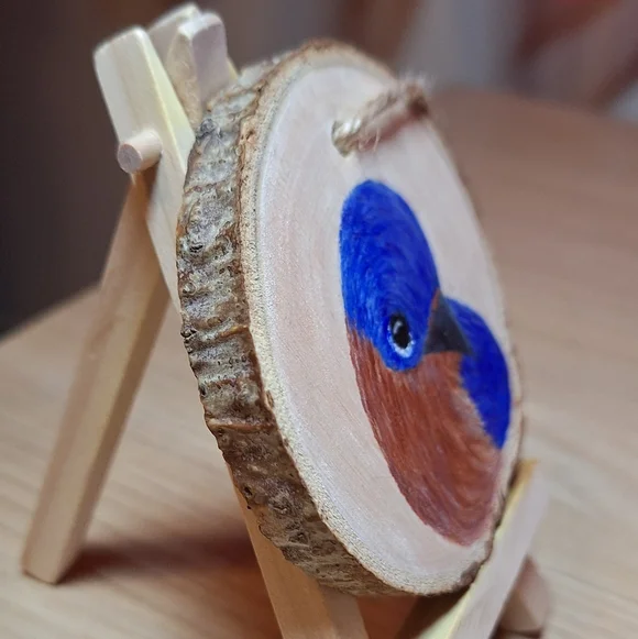 "Eastern Bluebird" Hand-painted Wall Hanging (NWOT) - Picture 6 of 8